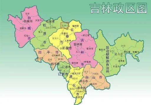 吉林政区图，红圈处为扶余市来源：吉林省政府官网
