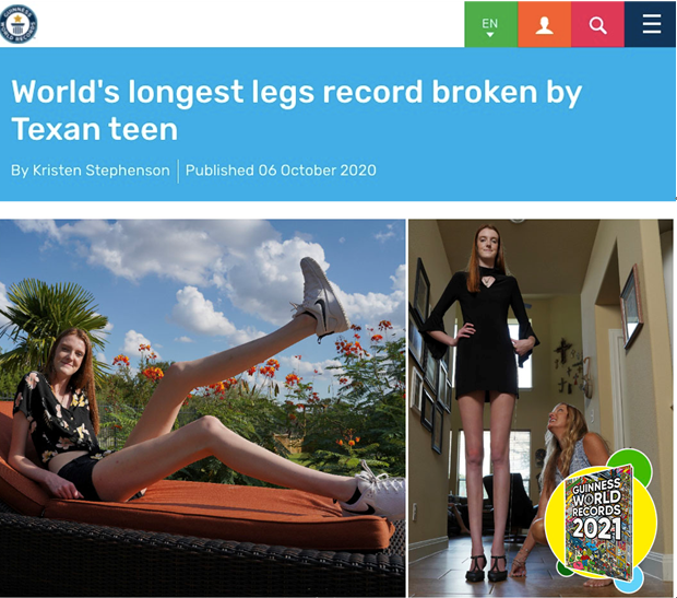 1米35！美国17岁少女打破世界最长腿纪录(图)