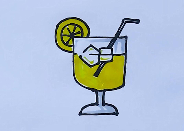 柠檬汁简笔画  柠檬汁画法